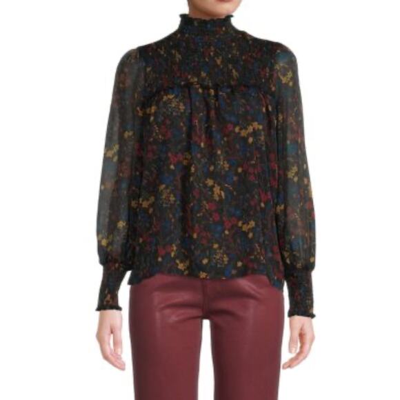 Laundry Shelli Segal Floral Smocked Print Blouse size medium - Picture 1 of 7
